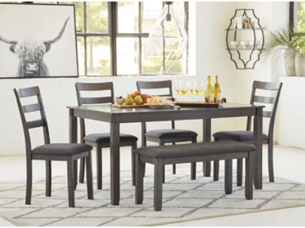 Bridson Dining Table and Chairs with Bench (Set of 6) Dining Tables Ashley Furniture
