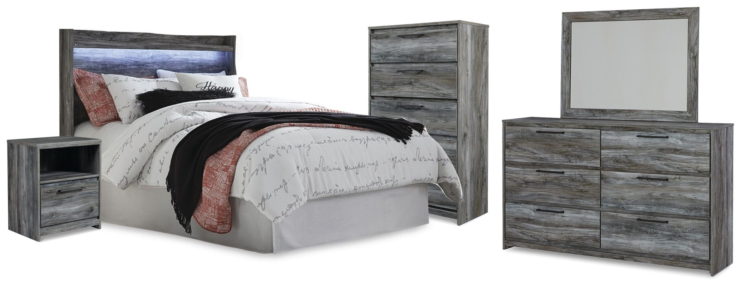 05a43c9a19d911ed0a9f37f1dc6532f8 Baystorm Queen Panel Headboard, Dresser, Mirror, Chest and Nightstand - Image 1