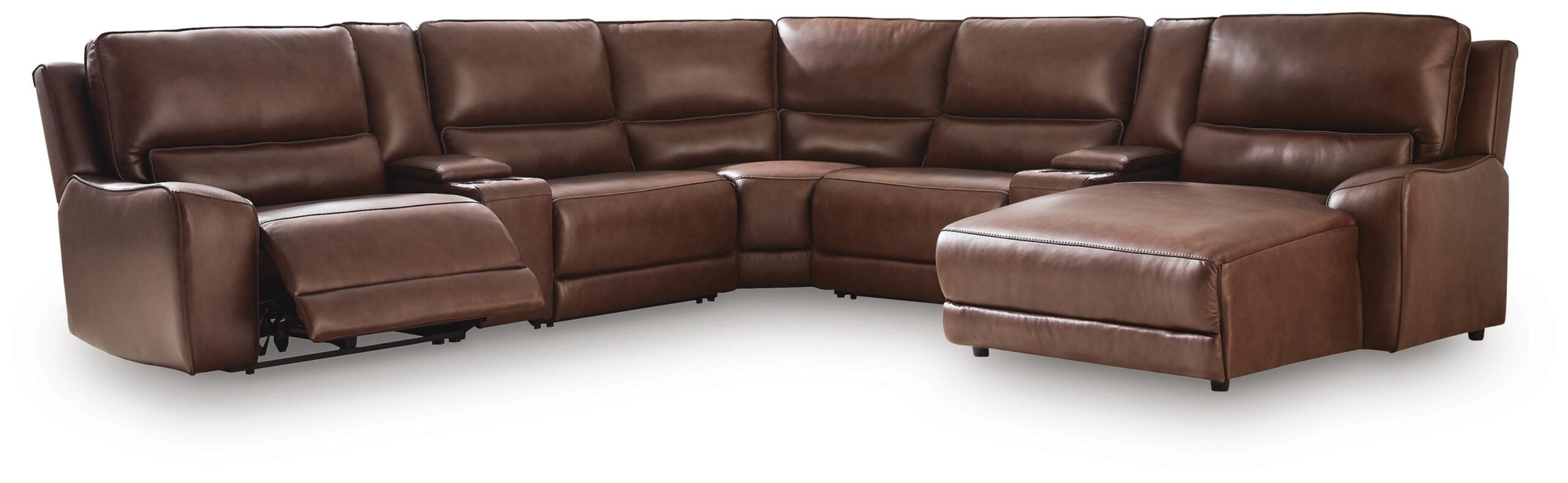 0e92c341ecfbae54f47578f59a070417 DeepWakes 7-Piece Reclining Sectional with Chaise and Storage Consoles - Image 1
