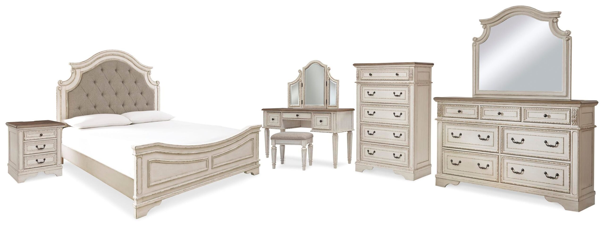0f0b6f3a05a0abda70ab9896cb6964ea Realyn King Panel Bed, Dresser, Mirror, Chest, Vanity and Nightstand - Image 1