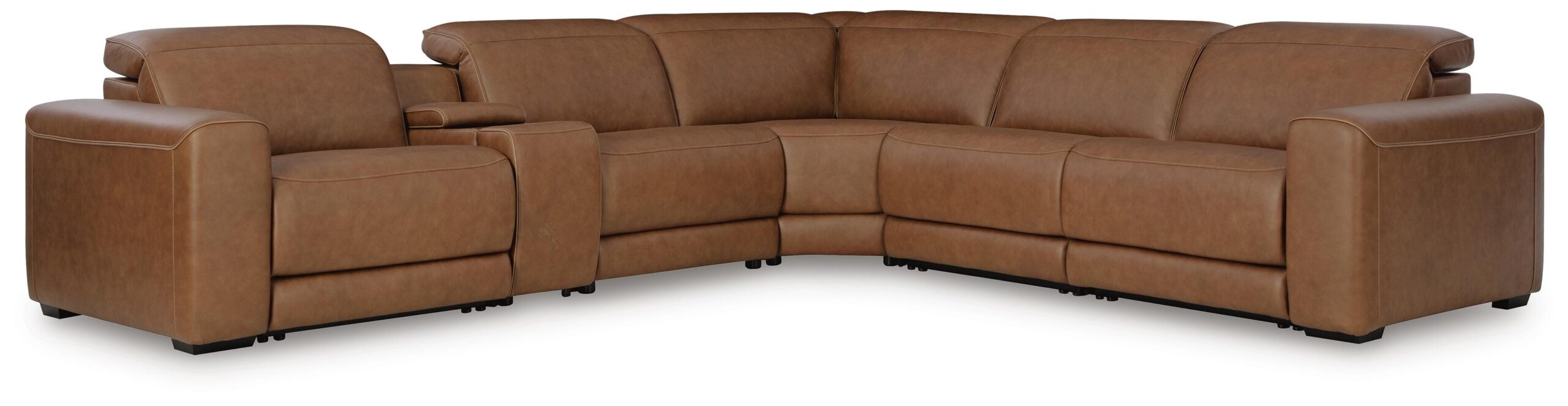 10fbc8d196788e375074fc4427ee2f75 Magic Man 6-Piece Power Reclining Sectional with Console - Image 1
