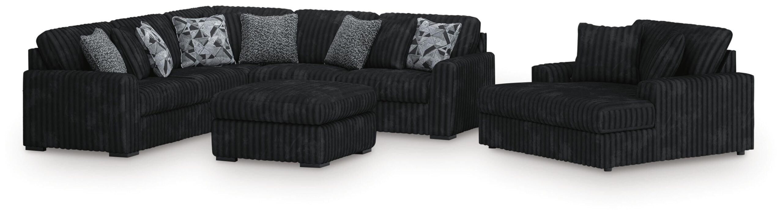156515bf9f66fa5ab2cdfcbe9c4ebdaa Midnight-Madness 3-Piece Sectional, Chaise and Oversized Accent Ottoman - Image 1