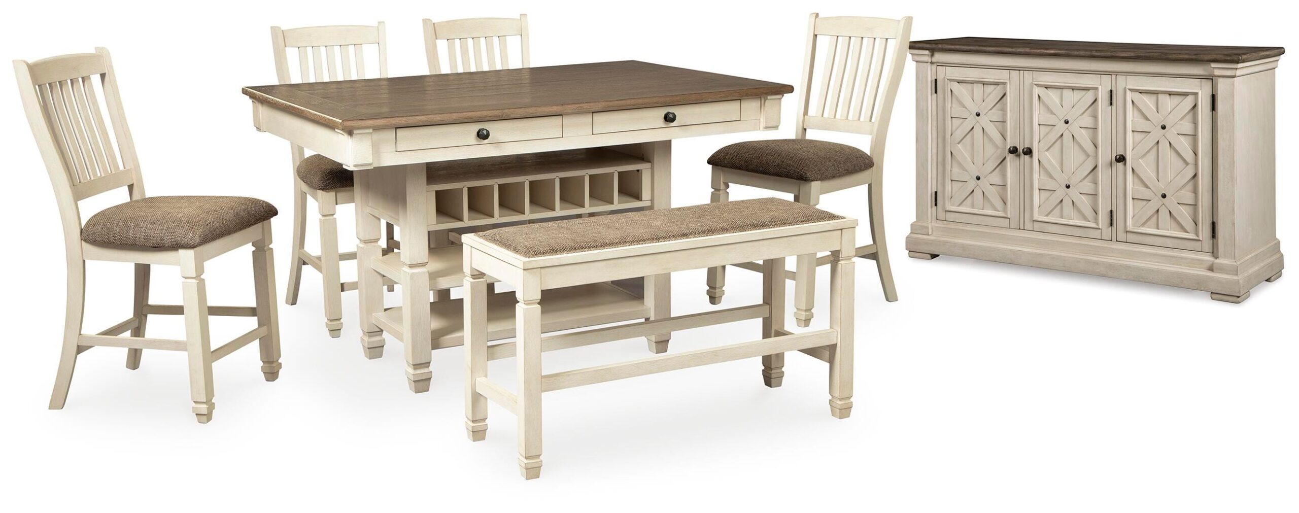 1ab9507c57bf1755109caddcd130cbde Bolanburg Counter Height Dining Table, 4 Barstools, Bench and Server - Image 1