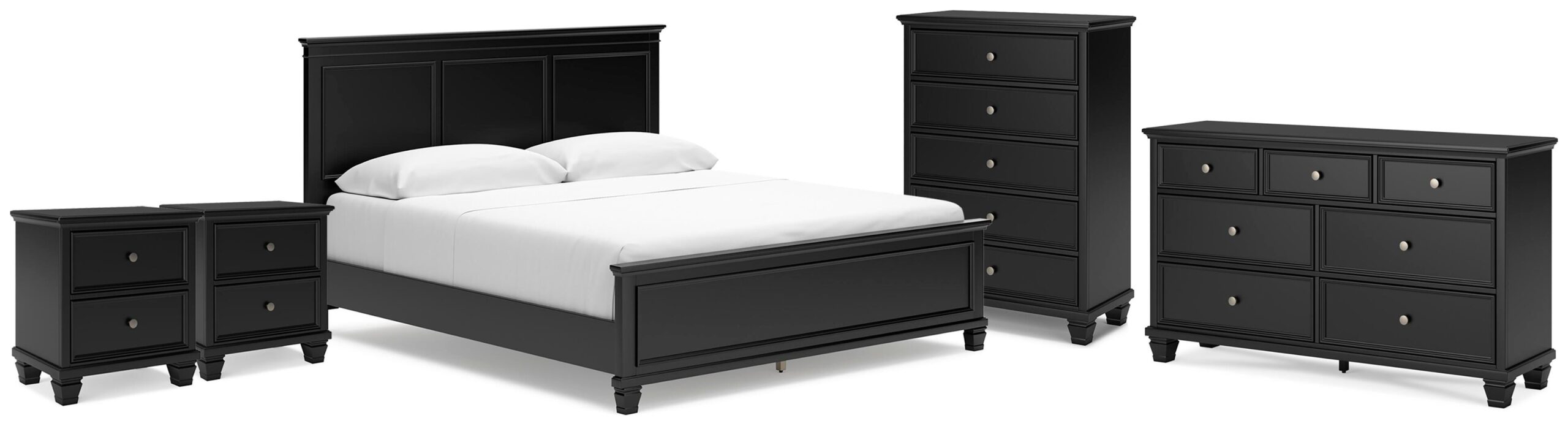 20cb96f1ac2632500d33ed568a37d18b Lanolee California King Panel Bed, Dresser, Chest and 2 Nightstands - Image 1