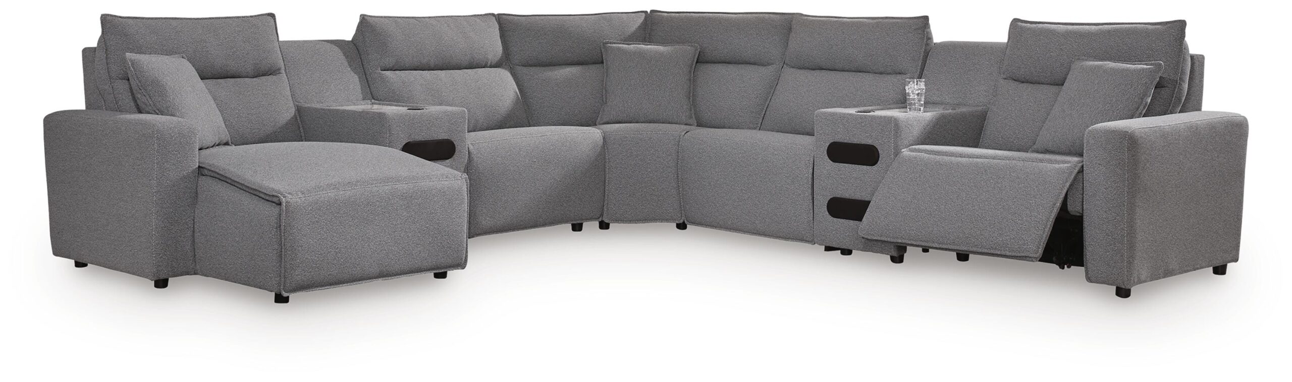 2dc033399d1d1827761695342fbf98e4 Modmax II 7-Piece Power Reclining Sectional with Chaise and Audio Consoles - Image 1