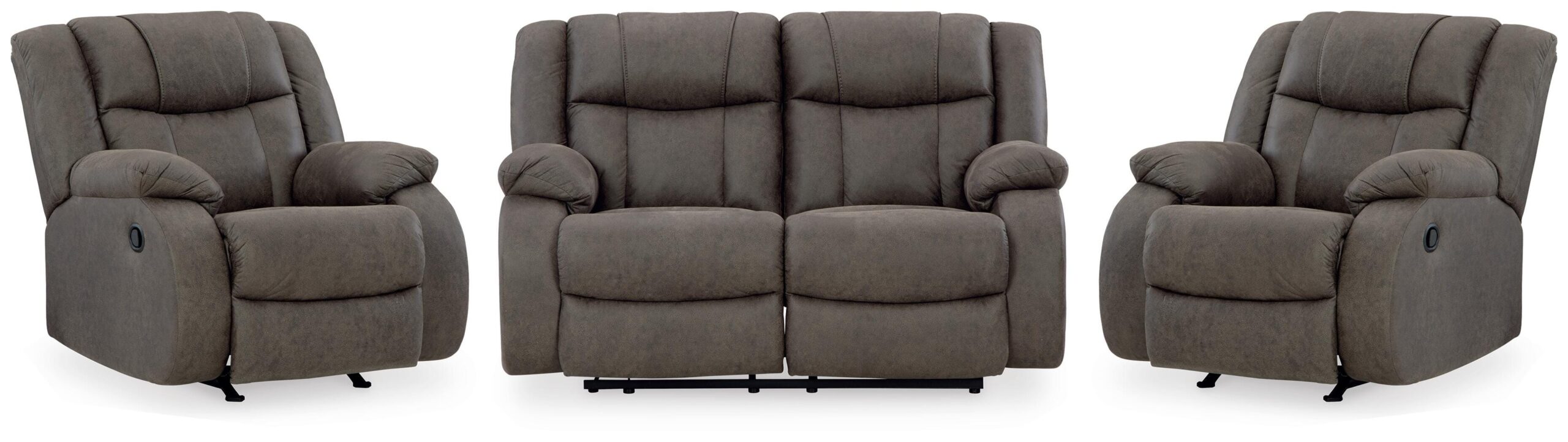 2e7da9a170723a254e7653bf3724877c First Base Reclining Loveseat and 2 Recliners - Image 1