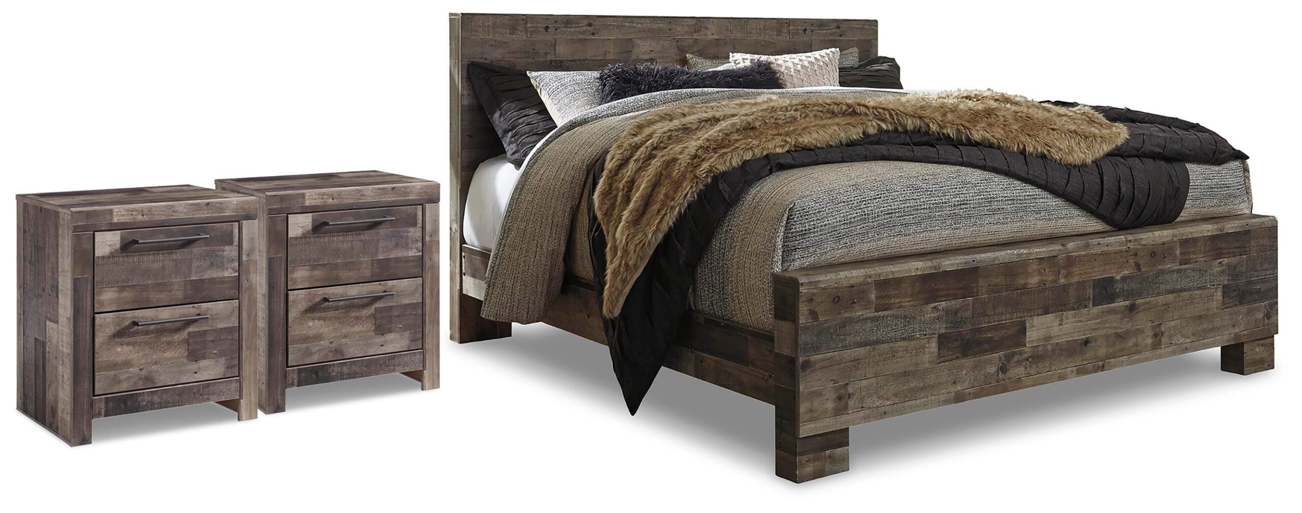 3547f9aece7275d38e3efe3e5119c1c1 Derekson King Panel Bed and 2 Nightstands - Image 1