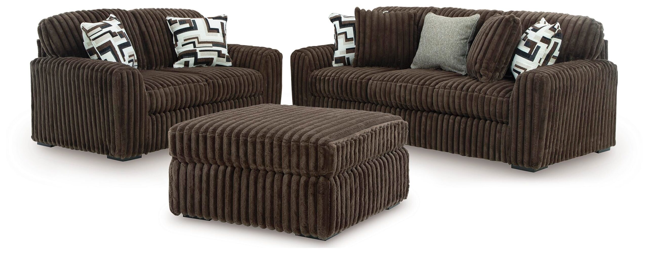 37f737e72b39948d89a2607909d7591e Midnight-Madness Sofa, Loveseat and Oversized Accent Ottoman - Image 1
