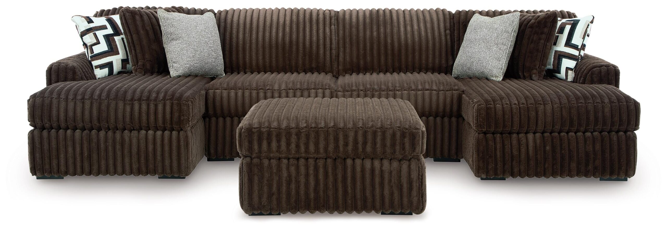 390a76a264d35c99954a4556e285209e Midnight-Madness 3-Piece Double Chaise Sectional and Ottoman - Image 1