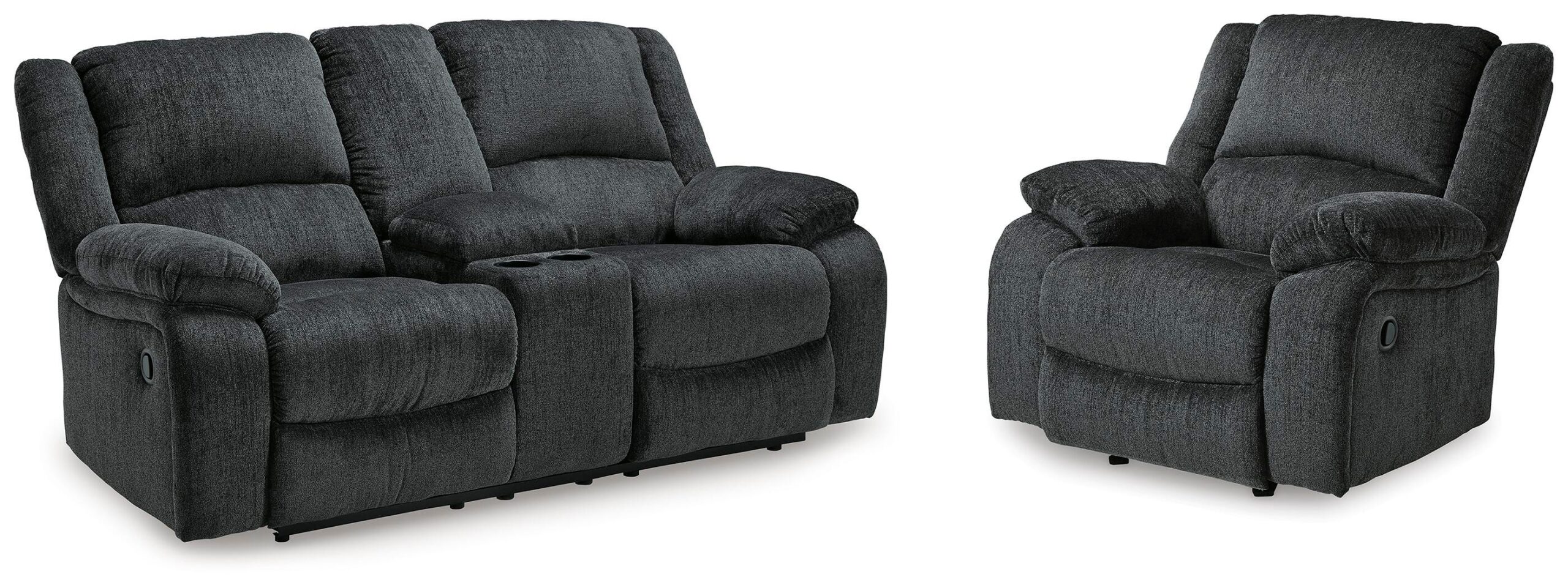 3bb255e690474775d0051f986d4c9c12 Draycoll Reclining Loveseat with Console and Recliner - Image 1
