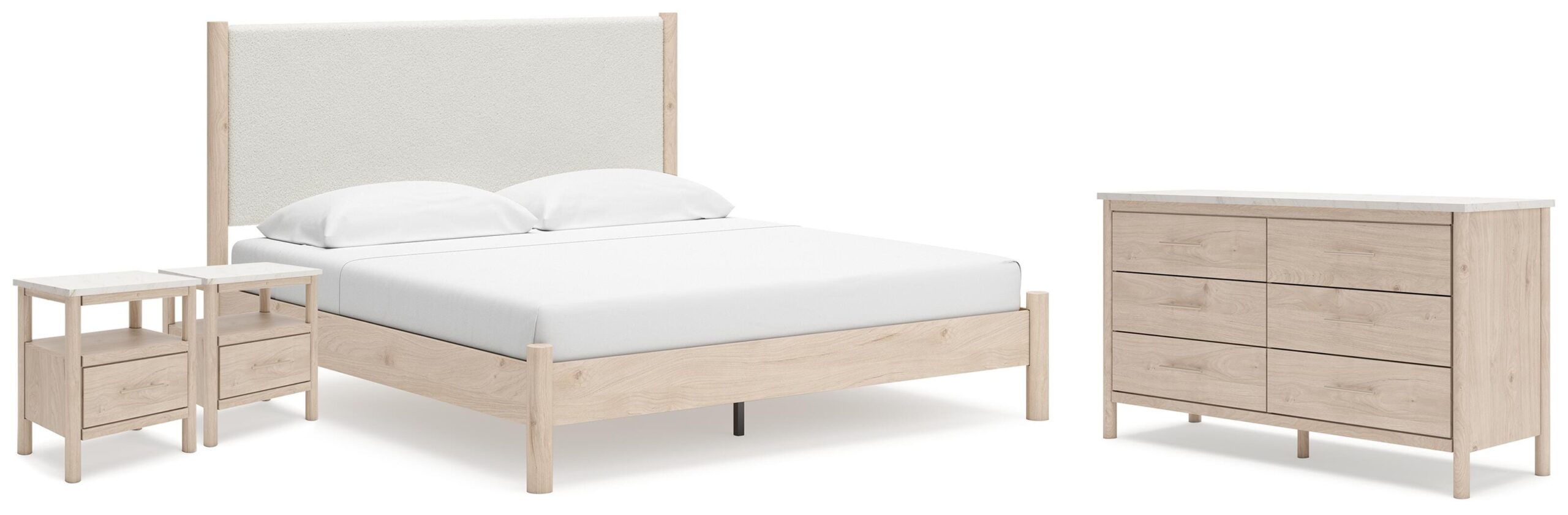 427981f32cdcdb3daedeba4db9b1a658 Cadmori King Panel Bed, Dresser and 2 Nightstands - Image 1