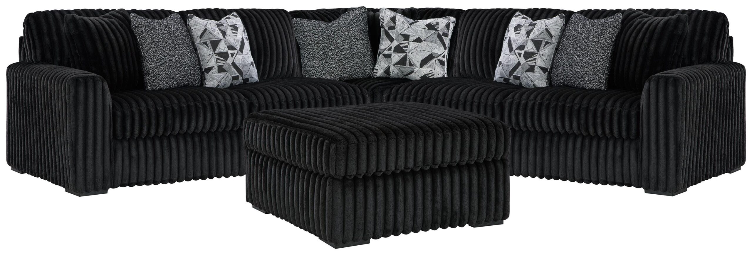 42bdc345d43c903c00dccf06309263e3 Midnight-Madness 3-Piece Sectional and Oversized Ottoman - Image 1