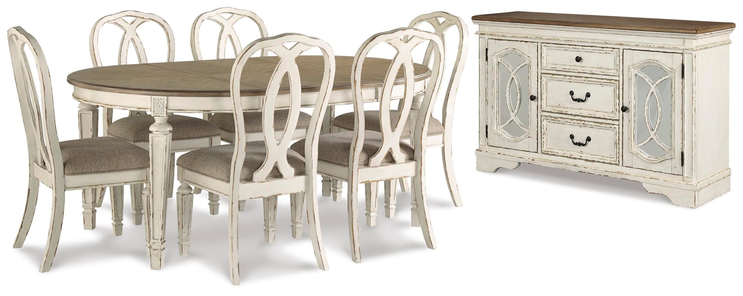 453968588db4288ffd2bcd0a91946548 Realyn Dining Table and 6 Chairs with Server - Image 1