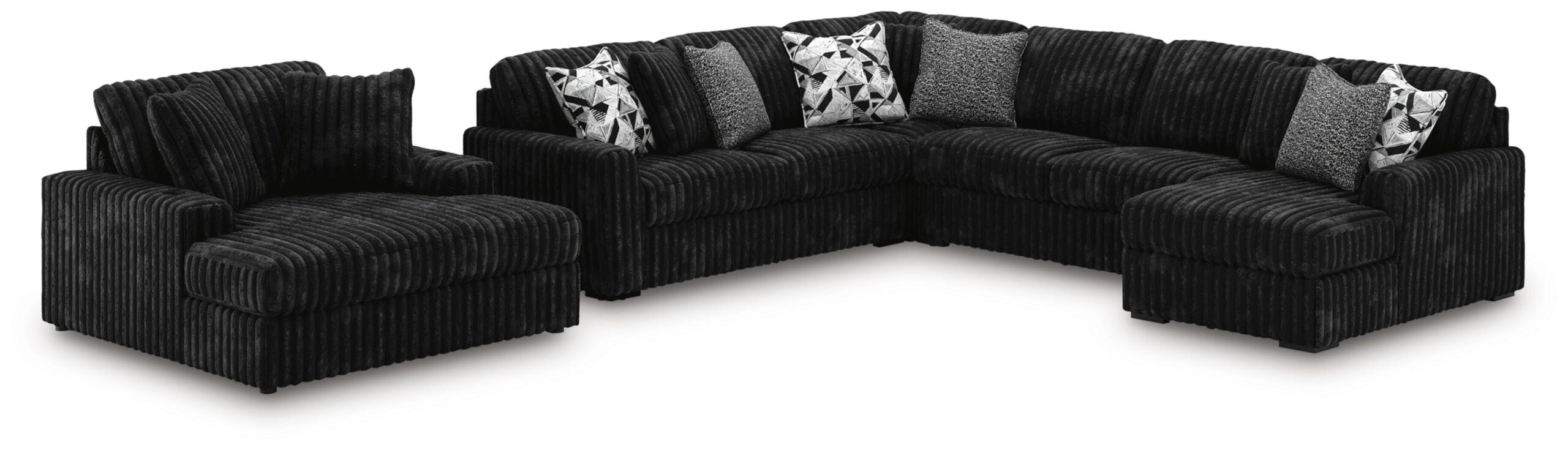 4913972c10ee84ae9e0c7a46960ee6ba Midnight-Madness 4-Piece Sectional and Oversized Chaise - Image 1