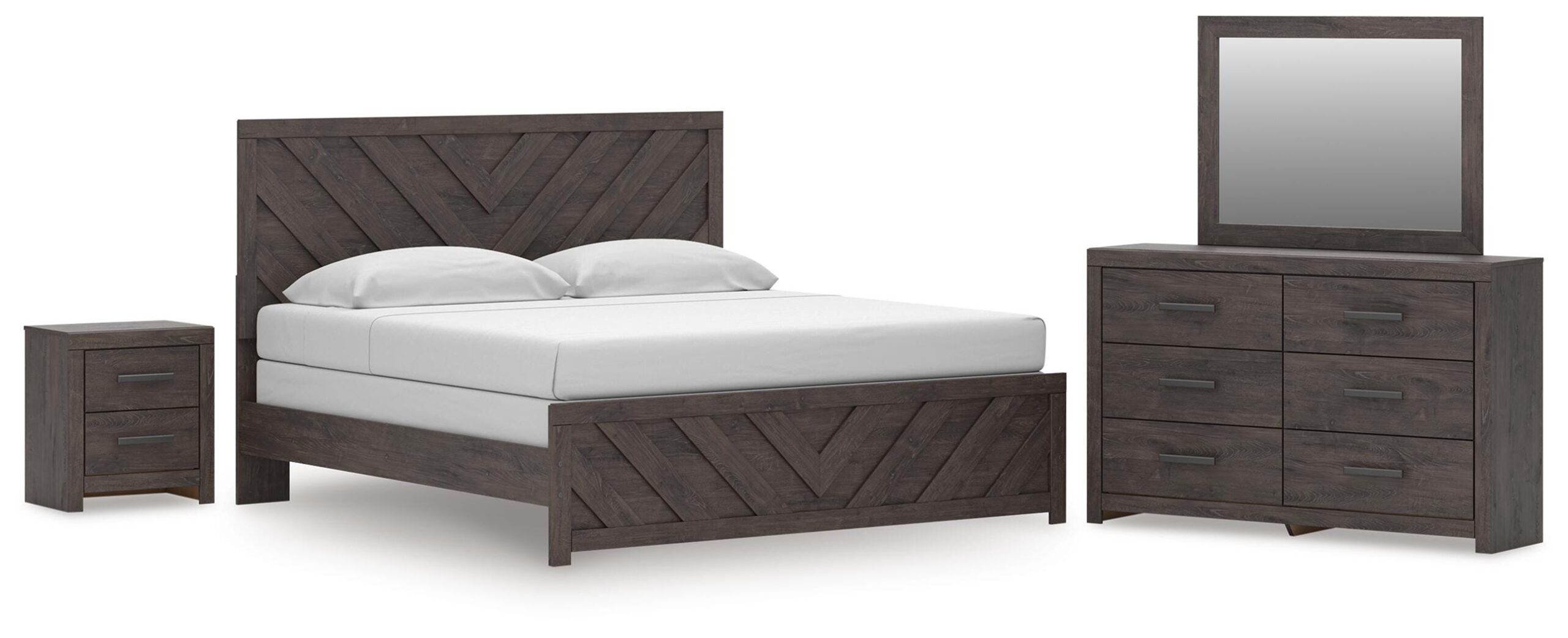 4b6ac6a1bb050ab92f8940d9f43250af Prendonea King Panel Bed, Dresser, Mirror and Nightstand - Image 1