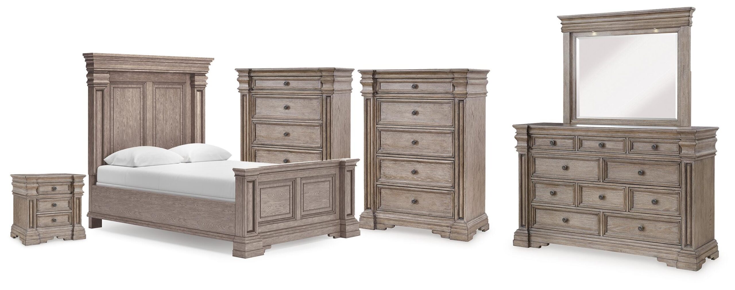 4e72d7b779e00e3266c321b3ca8cf865 Blairhurst Queen Panel Bed, Dresser, Mirror, 2 Chests and Nightstand - Image 1