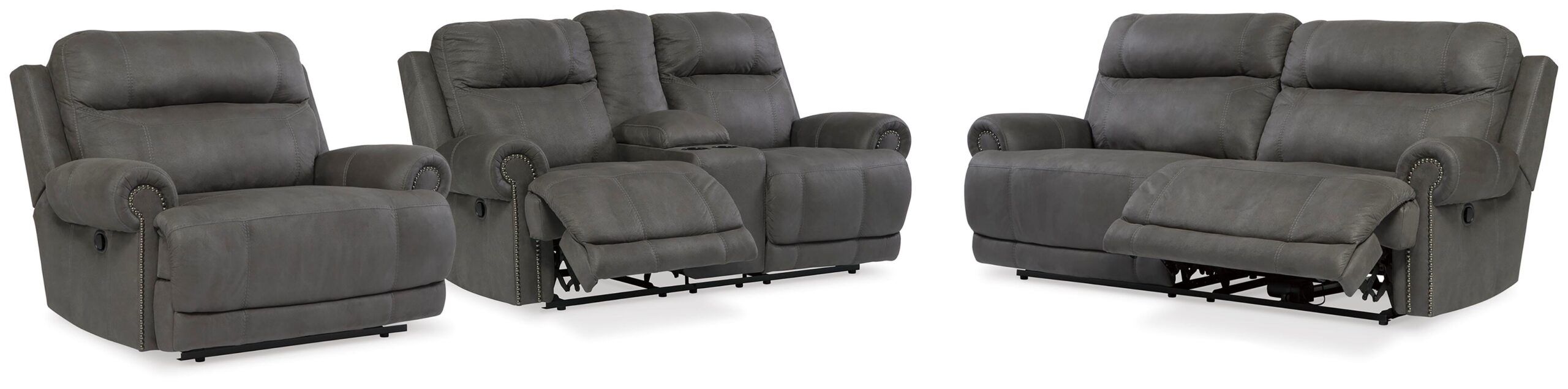 61002b4b741fe035c204ba81dcefcc09 Austere Reclining Sofa, Loveseat and Recliner - Image 1