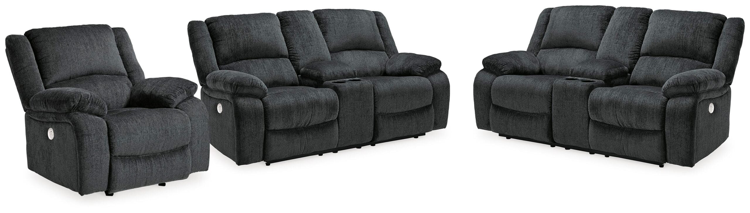 67d1e72b293872d5f8e3234108c6cae8 Draycoll 2 Power Reclining Loveseats and Recliner - Image 1
