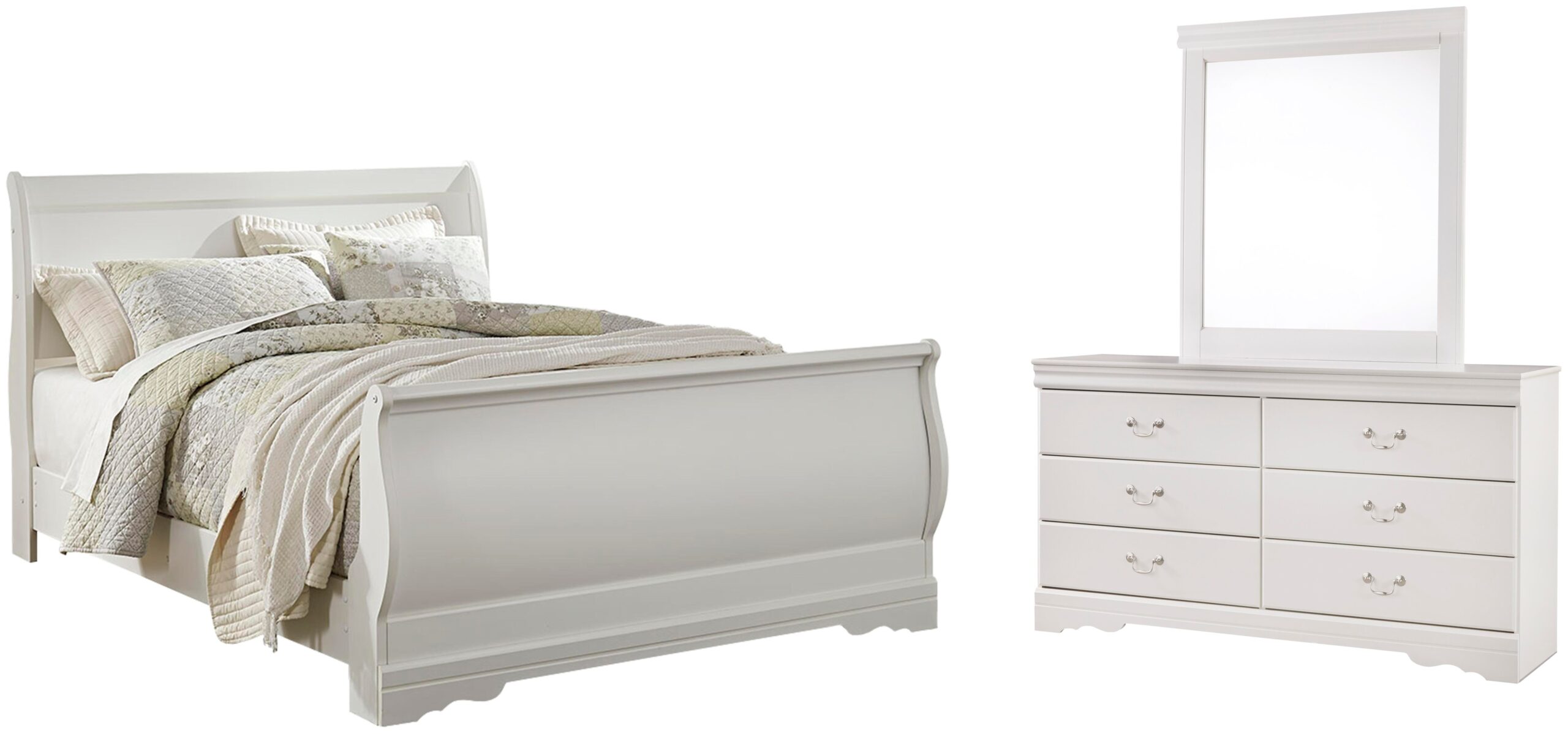 68157e3bc3ad233dc2f31560d66e4440 Anarasia Queen Sleigh Bed, Dresser and Mirror - Image 1