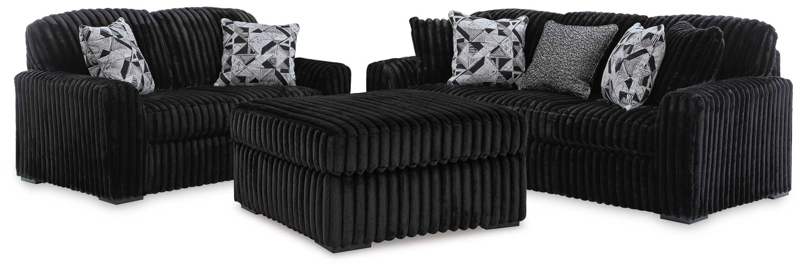 6a8535fad68cc2cc049e4610738882d8 Midnight-Madness Sofa, Loveseat and Oversized Ottoman - Image 1