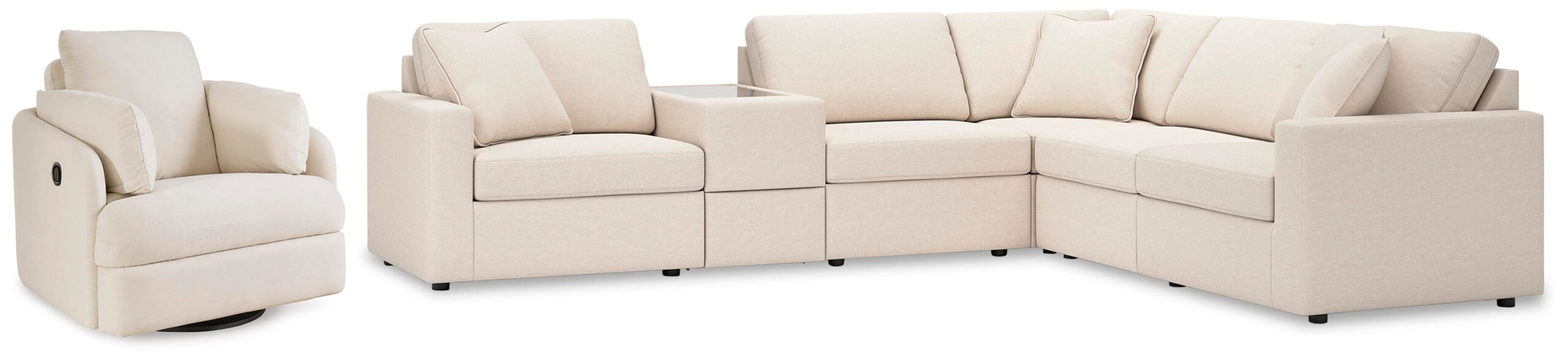 6aaa8f7b3e691f6d4efb966afab2edfd Modmax 6-Piece Sectional and Swivel Glider Recliner - Image 1