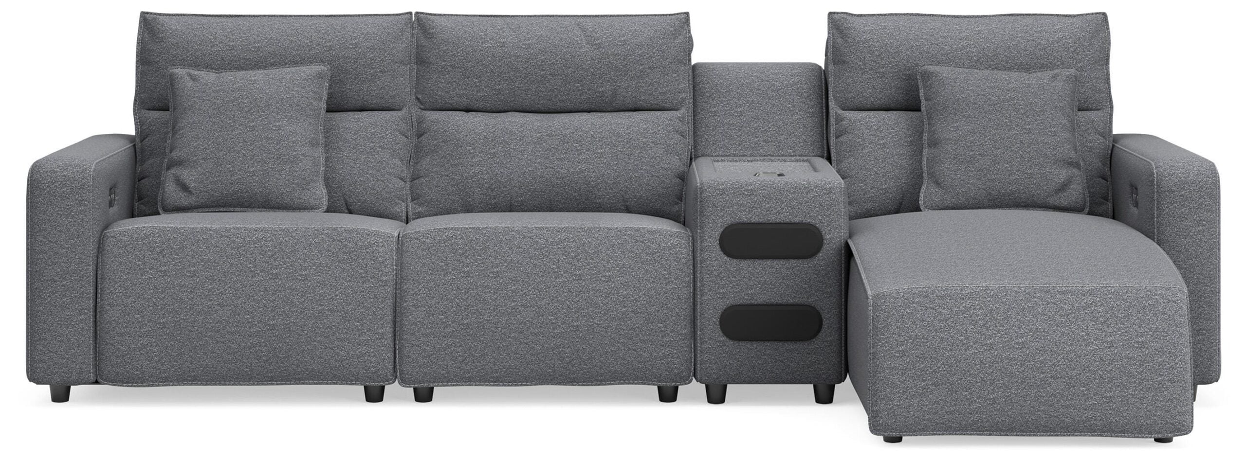 6c86ed23b6a31ea1af5a8c3e8e07a0e5 Modmax II 4-Piece Reclining Sectional with Chaise and Audio Console - Image 1