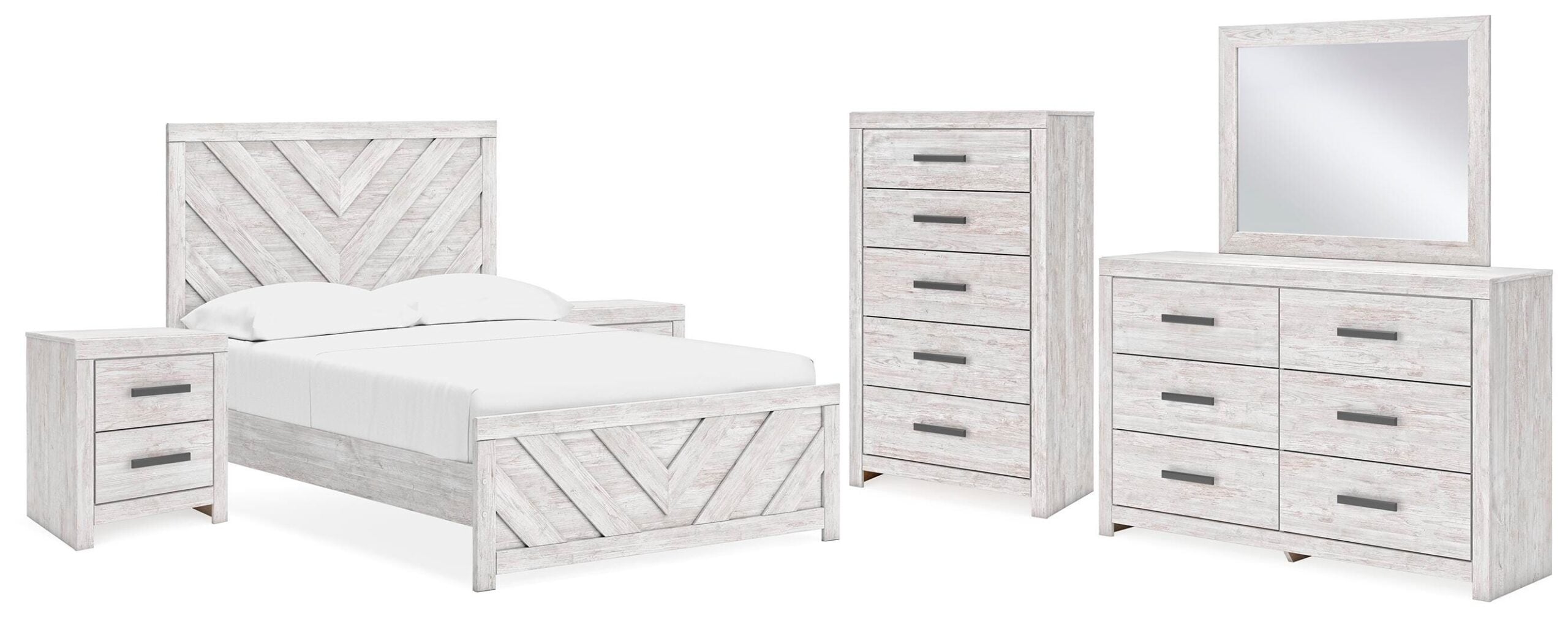 6fbbd0be5c2c75224e3d2b2c088fd905 Cayboni Full Panel Bed, Dresser, Mirror, Chest and 2 Nightstands - Image 1