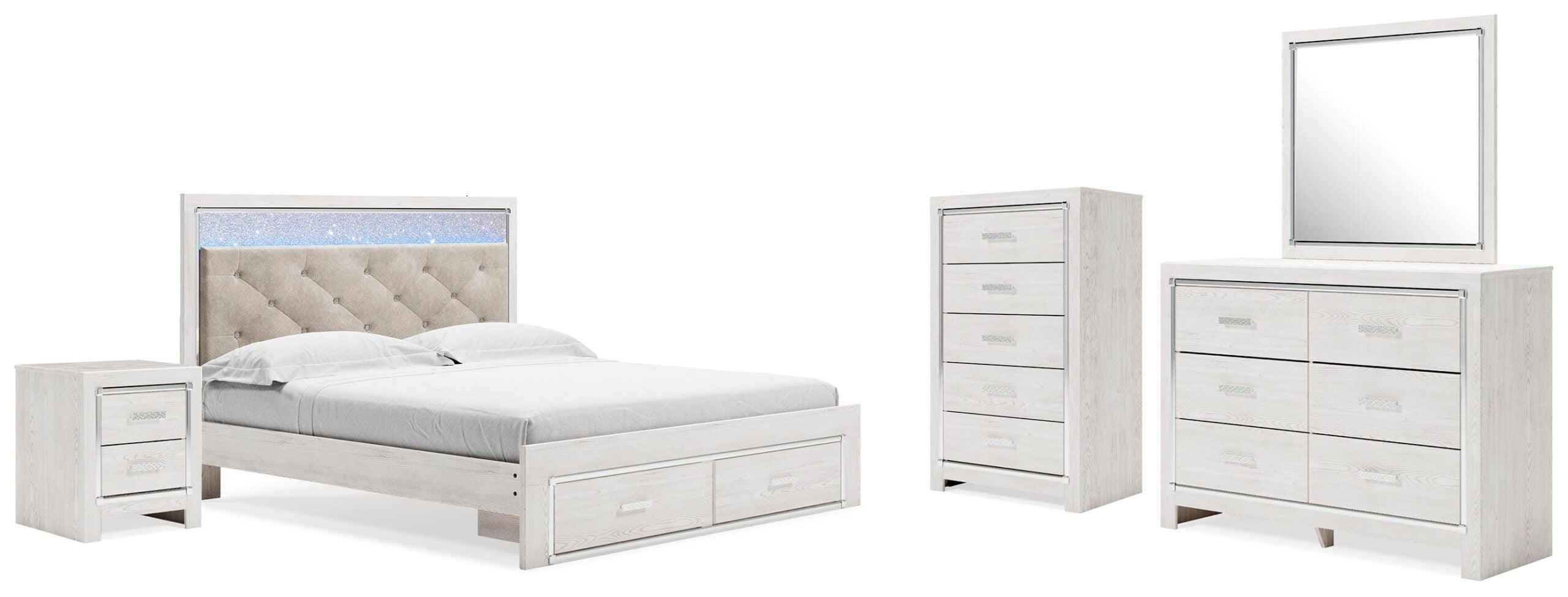 70c4efb18310c425770772a846df1143 Altyra King Upholstered Storage Bed, Dresser, Mirror, Chest, and Nightstand - Image 1