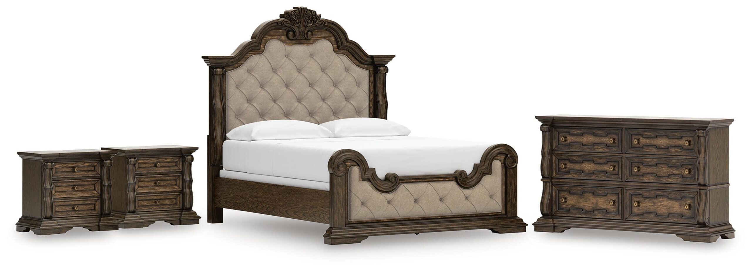 71ebd3d398022d6649ac777595ab7289 Maylee King Upholstered Bed, Dresser and 2 Nightstands - Image 1