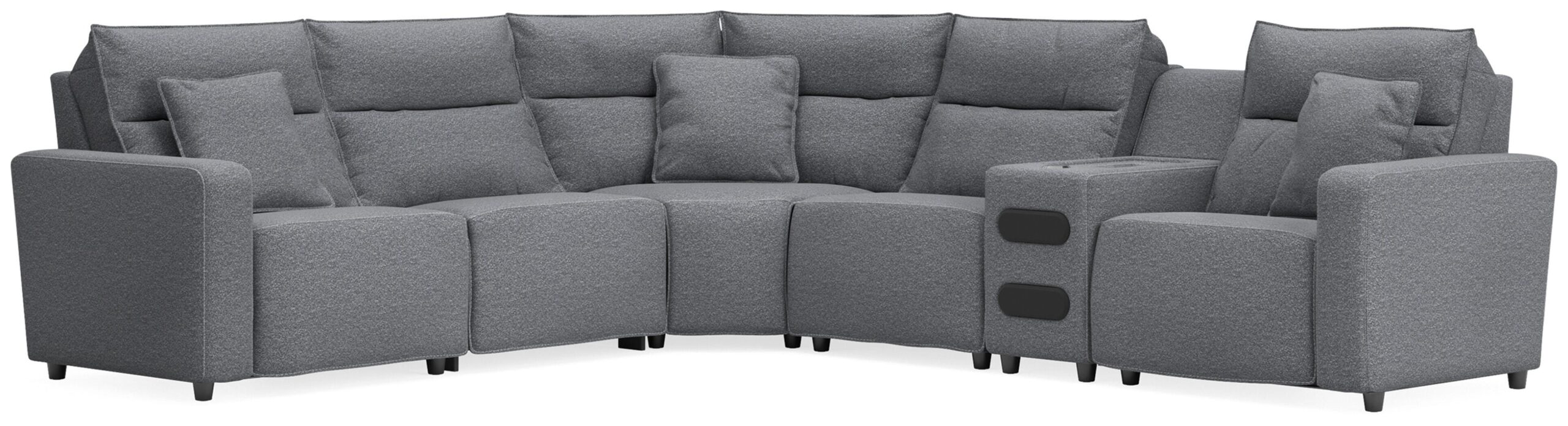 736bc603da22eb0441936d2ad0c34bf5 Modmax II 6-Piece Reclining Sectional with Audio Console - Image 1