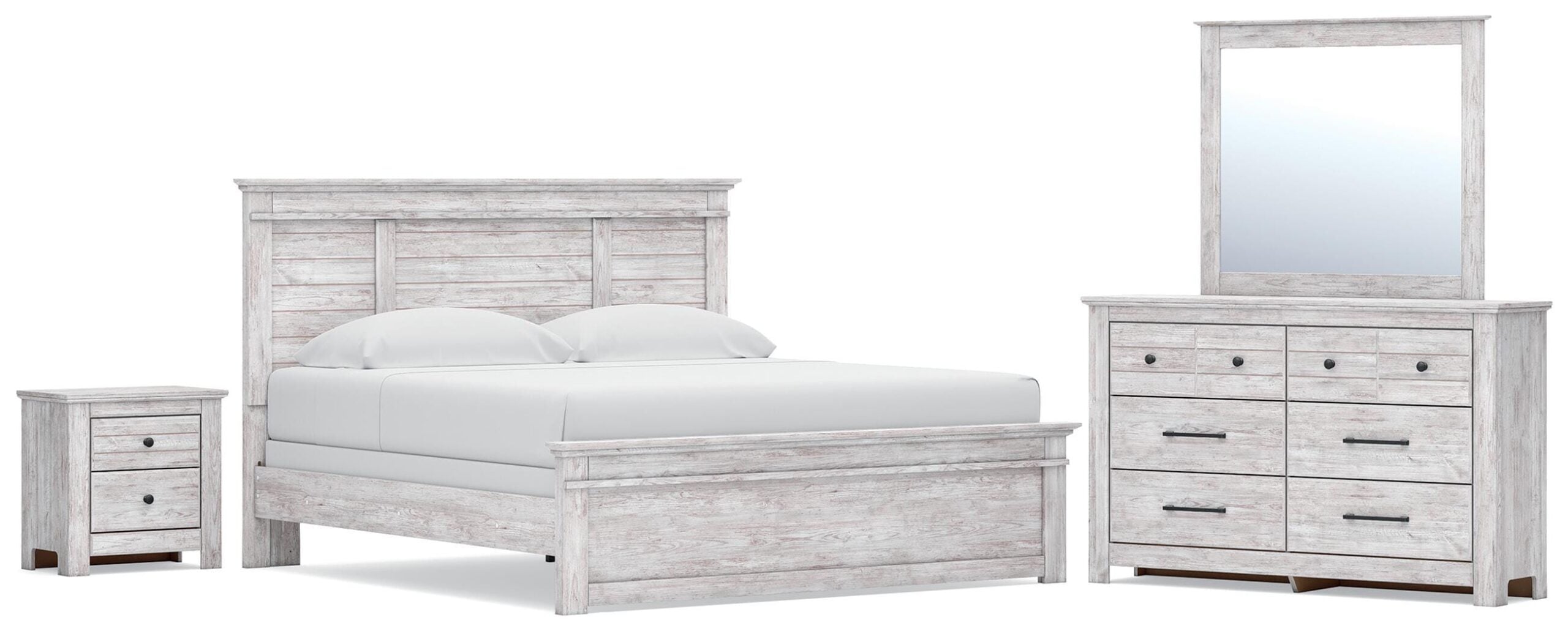 74d7d6324200d00a77c5c70e6de2dec6 Makidern King Panel Bed, Dresser and Nightstand - Image 1