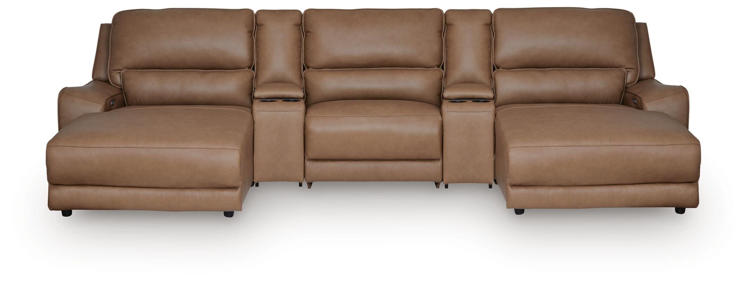 8390b10f104d0f2d2ed258c9f796256e DeepWakes 5-Piece Reclining Sectional with Double Chaise and Storage Consoles - Image 1