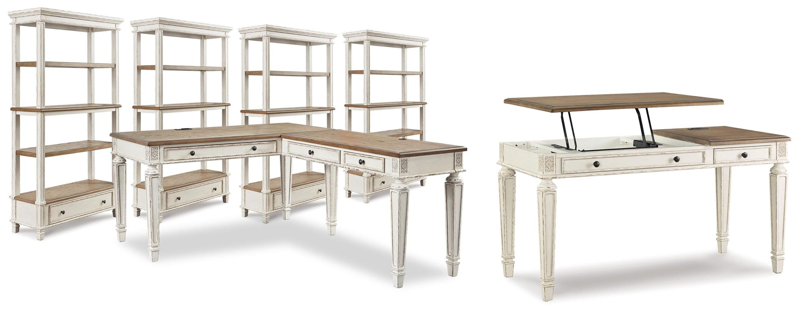 870fa84b602cf03479f32b2038af6c1d Realyn Lift-top Desk, L-shaped Desk and 4 Bookcases - Image 1