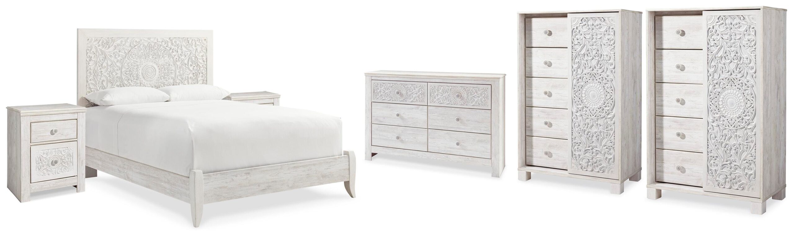 8ba0885cd55260c6c23286d1e94e6f13 Paxberry Queen Panel Bed, Dresser, 2 Chests and 2 Nightstands - Image 1
