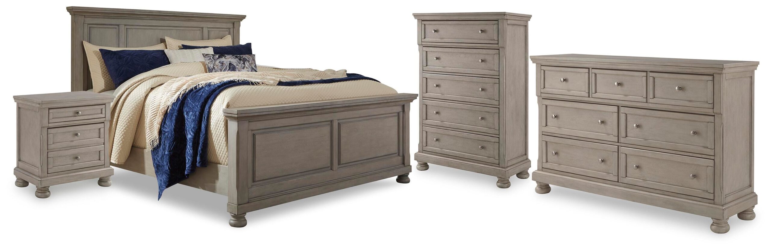 919aa95e9dc8a3822c6333a9c66b4829 Lettner California King Panel Bed, Dresser, Chest and 2 Nightstands - Image 1