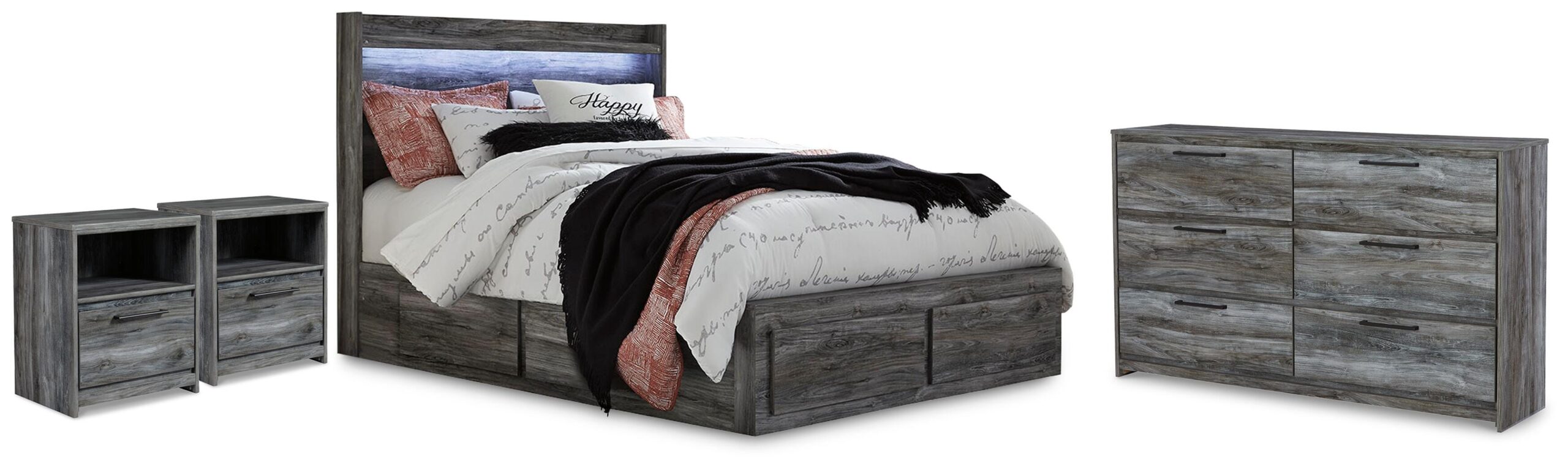 93efcb1c1beac22d4eb13dfc1ba963a5 Baystorm Queen Panel Bed with Storage, Dresser and 2 Nightstands - Image 1