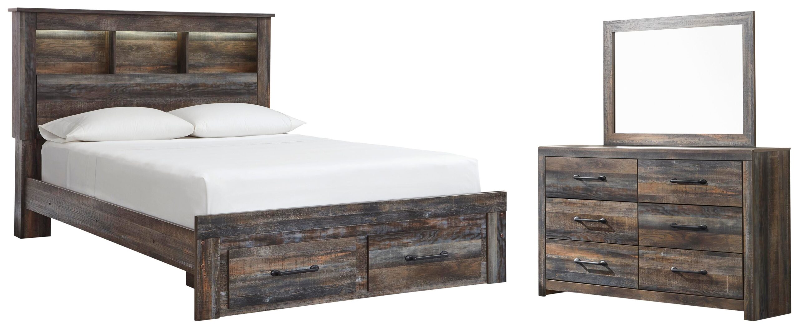 951f00f286143f267f0019c8d574dfd5 Drystan Queen Bookcase Storage Bed, Dresser and Mirror - Image 1