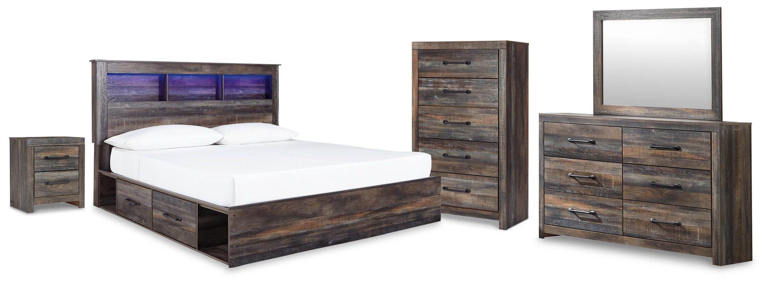 9d26f2c5d53057e943976defa82757a2 Drystan King Bookcase Storage Bed, Dresser, Mirror, Chest and Nightstand - Image 1