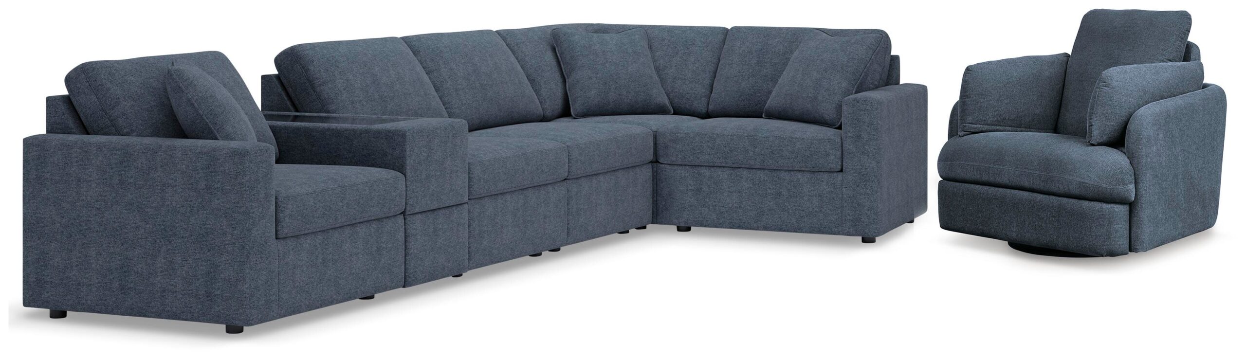 a1b0c611516b3d9f9658b9f1c384c0e6 Modmax 6-Piece Sectional and Swivel Glider Recliner - Image 1