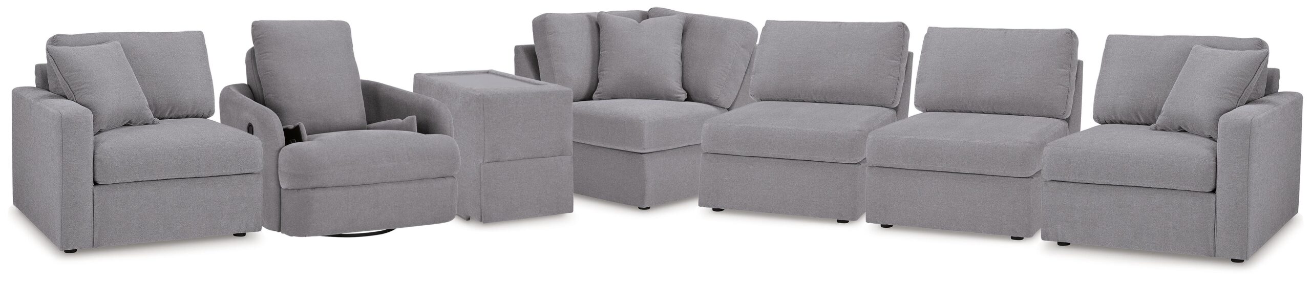 a7fd15c5ffe2f28cf172b62105164fa9 Modmax 6-Piece Sectional and Swivel Glider Recliner - Image 1