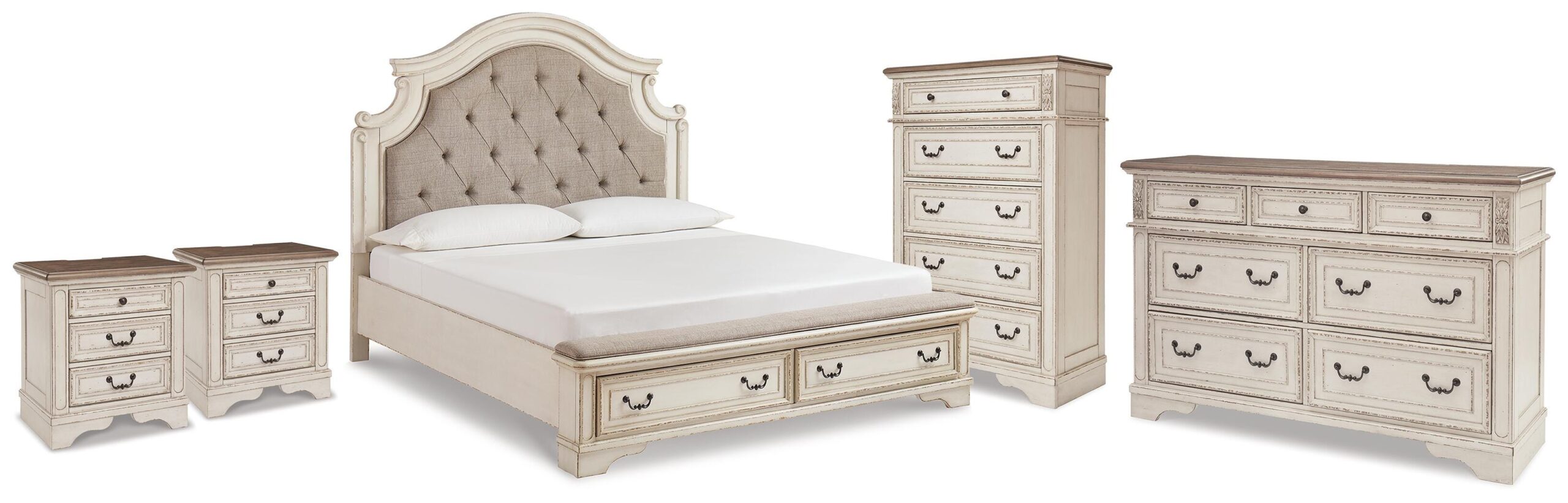 a90f5b4f30ab4dff2bc0ab1ab4c34d87 Realyn King Storage Bed, Dresser, Chest and 2 Nightstands - Image 1