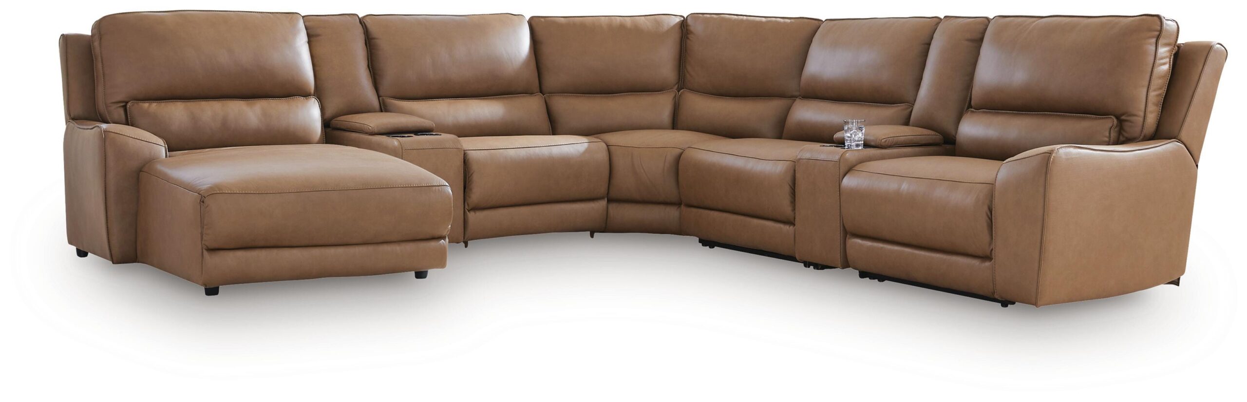 ad38ac616371301af451c95d228e073c DeepWakes 7-Piece Reclining Sectional with Chaise and Storage Consoles - Image 1