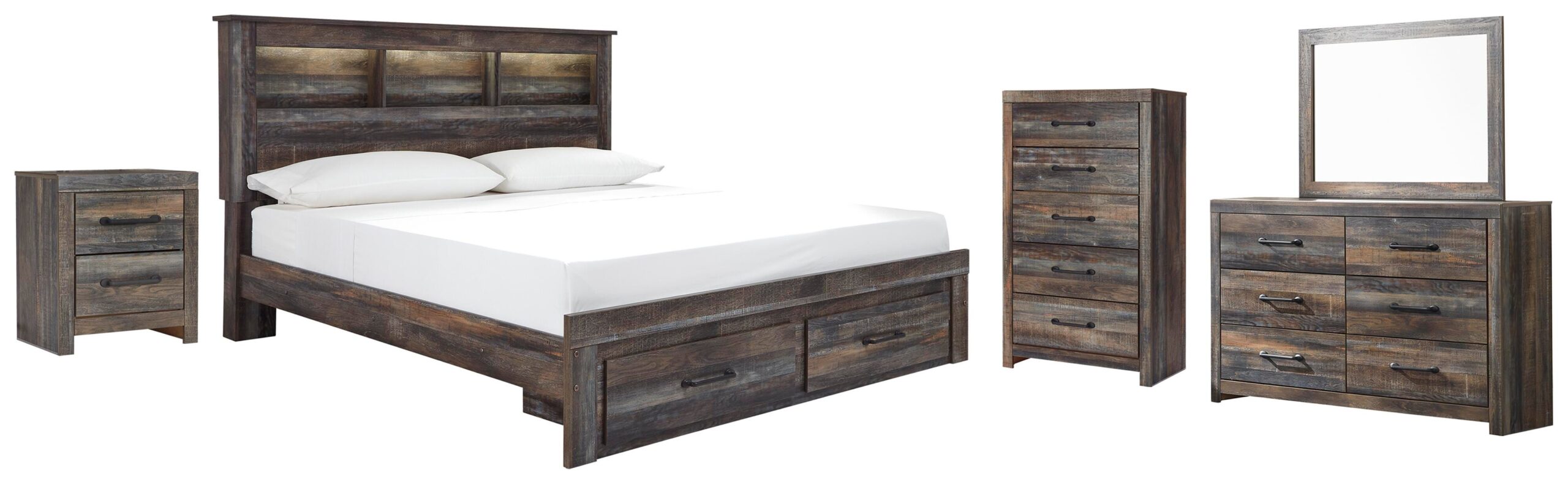 ae304a788ca8b0826768d0ea87771492 Drystan King Bookcase Storage Bed, Dresser, Mirror, Chest and Nightstand - Image 1