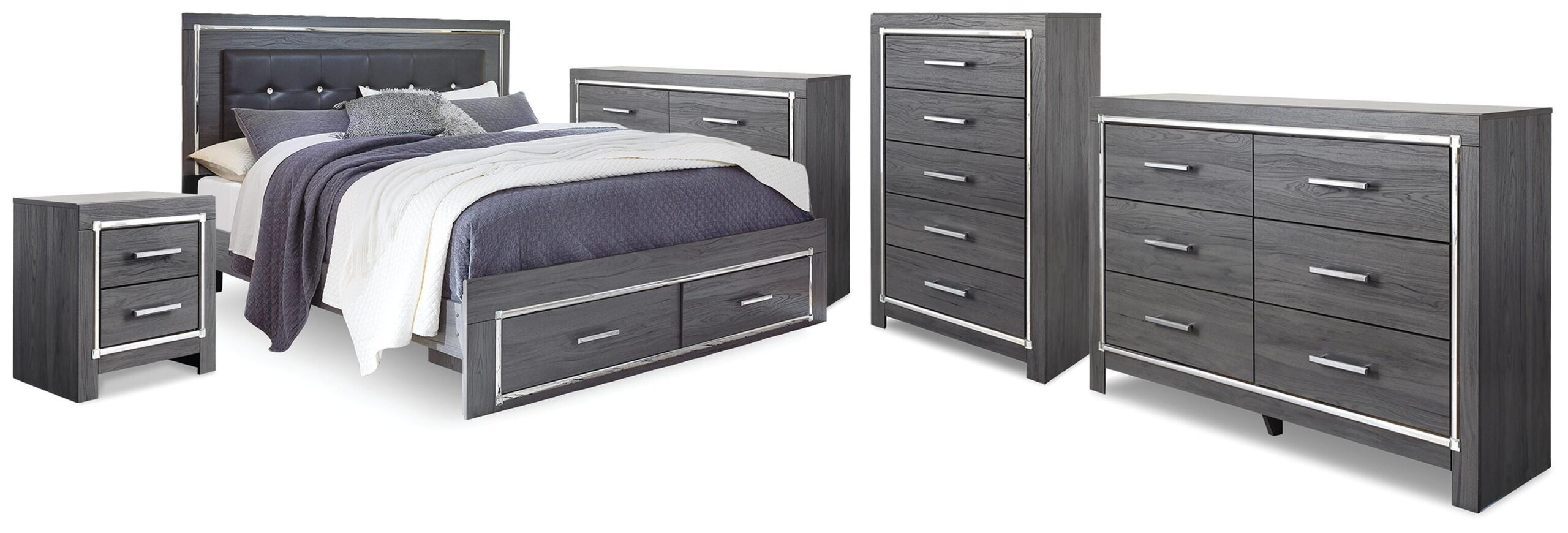 b074e06ec494199a90a635b2eb45901e Lodanna King Storage Bed, 2 Dressers, Cheat and Nightstand - Image 1