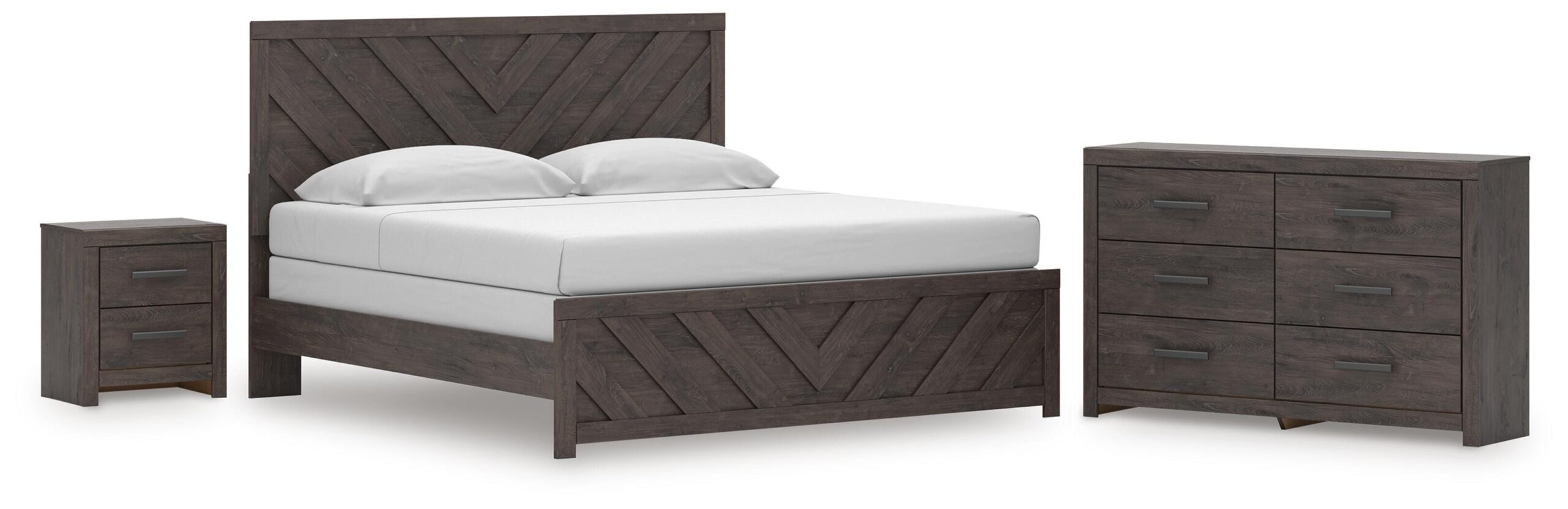 be2342f980f400a483f78ab6335fa663 Prendonea King Panel Bed, Dresser and Nightstand - Image 1