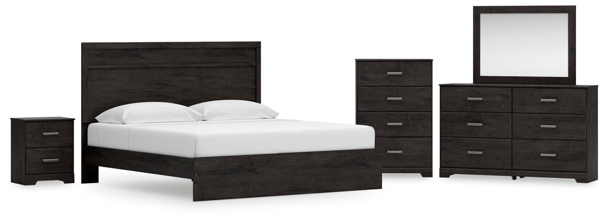 bf002c4fc4f1ab95bf2a62348dbf8511 Belachime King Panel Bed, Dresser, Mirror, Chest and Nightstand - Image 1