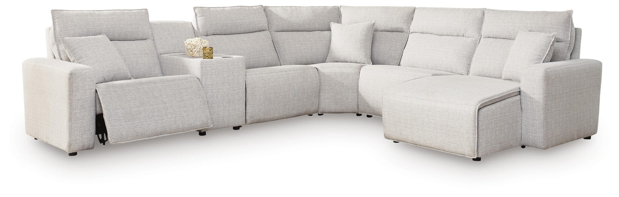 c046aee3281eb2c00b4dcc5c4f8dc86c Modmax II 6-Piece Power Reclining Sectional with Chaise and Console - Image 1