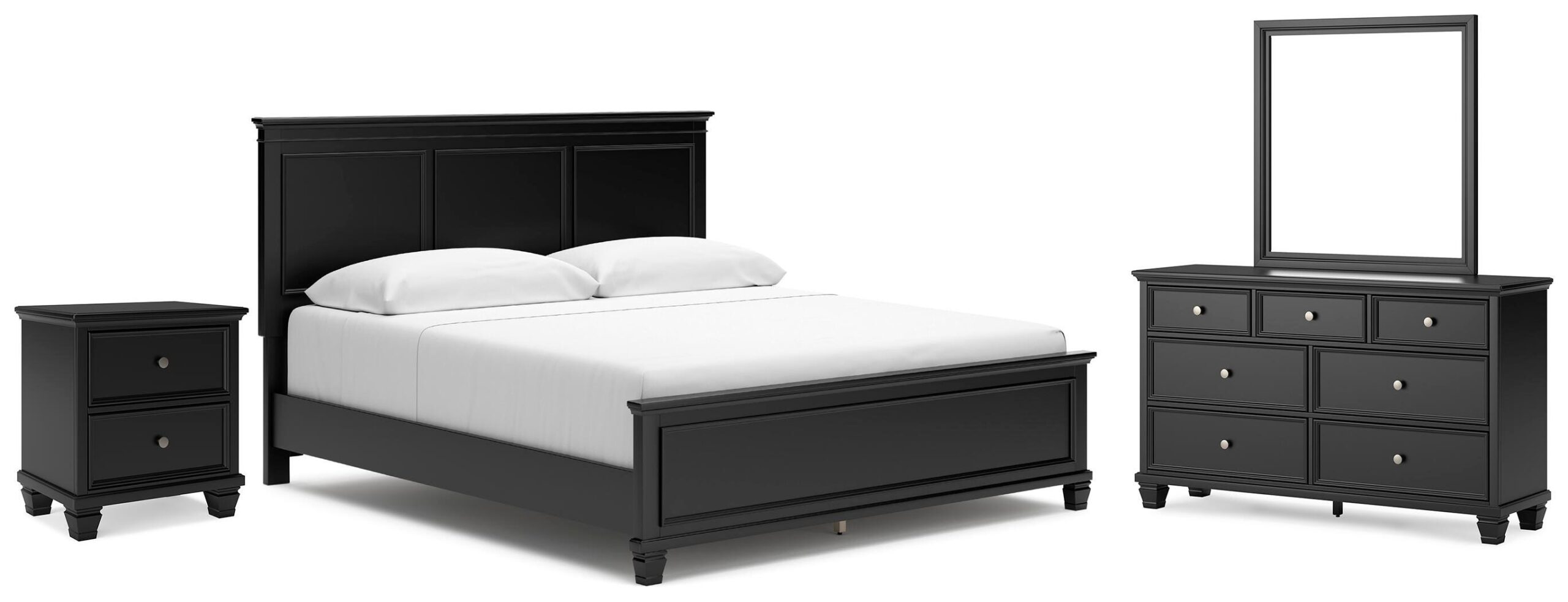 c1035ef8b81df881f677cec141b342ca Lanolee King Panel Bed, Dresser, Mirror and Nightstand - Image 1