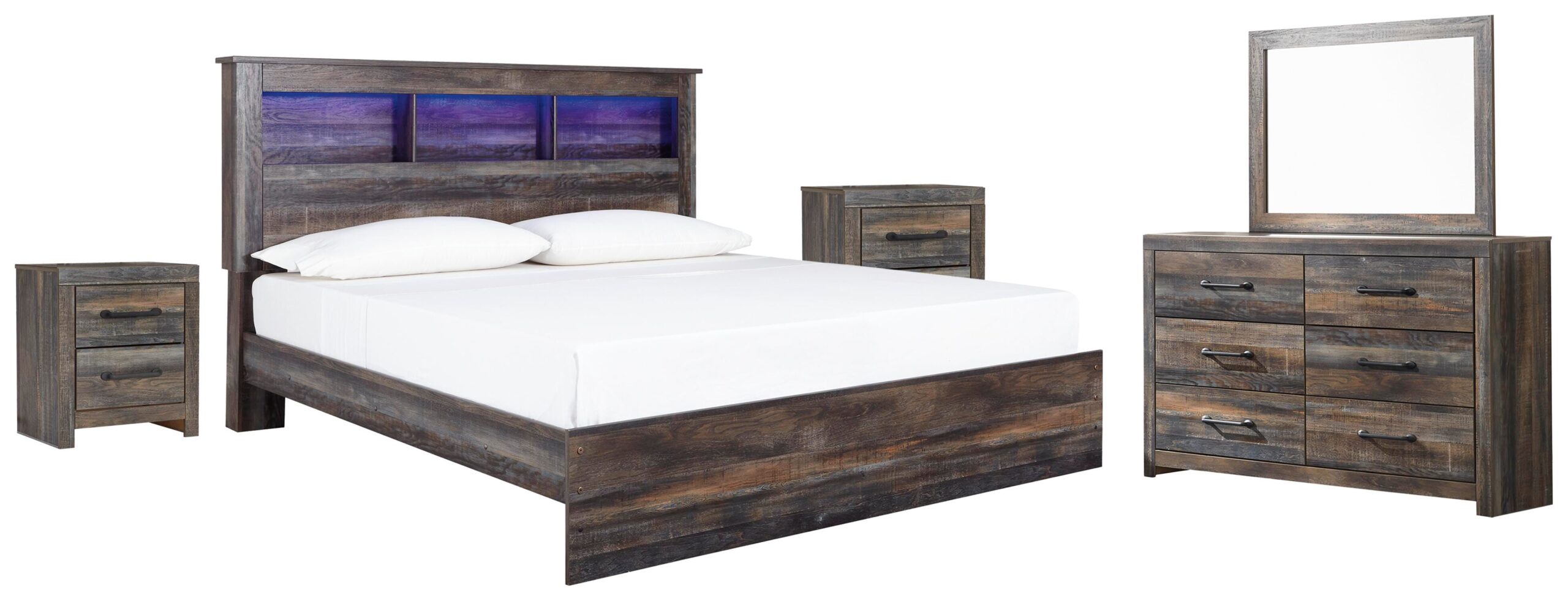 c1f0c246e8968e4378b5b4771dc30209 Drystan King Panel Bed, Dresser, Mirror and 2 Nightstands - Image 1