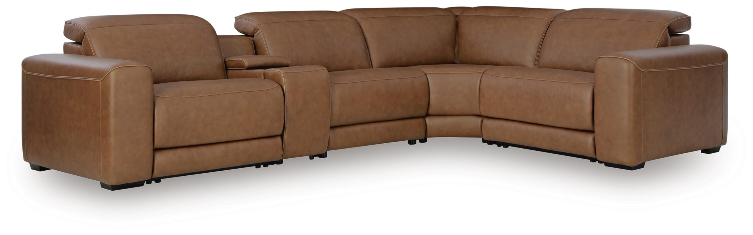 d8911c196d0619f87af53c02bd863a3e Magic Man 5-Piece Power Reclining Sectional with Console - Image 1